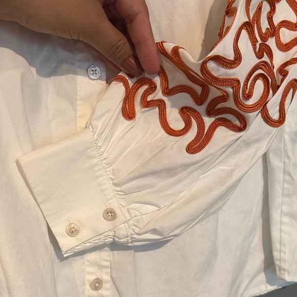 Chico ‘S White and Orange Button Down Shirt - Picture 5 of 7